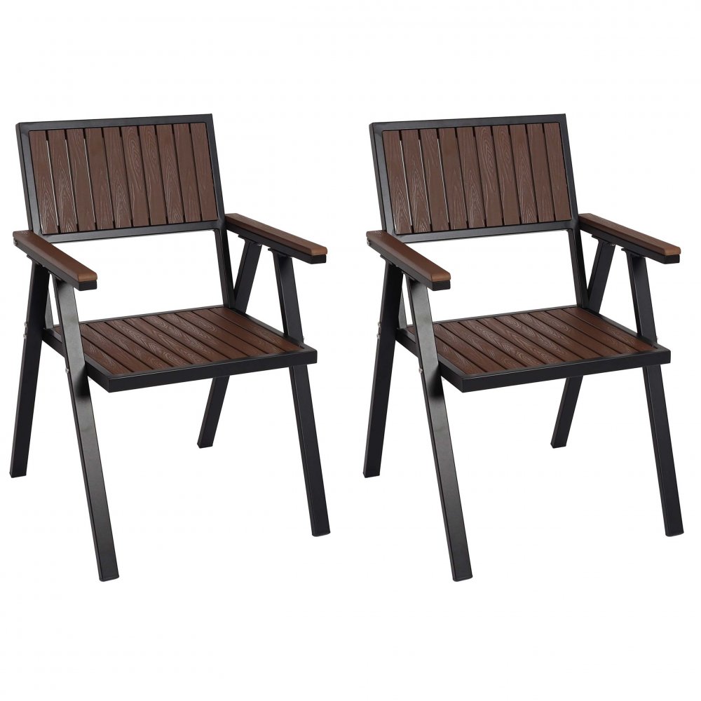 Záhradné stoličky 2 ks Čierna / hnedá