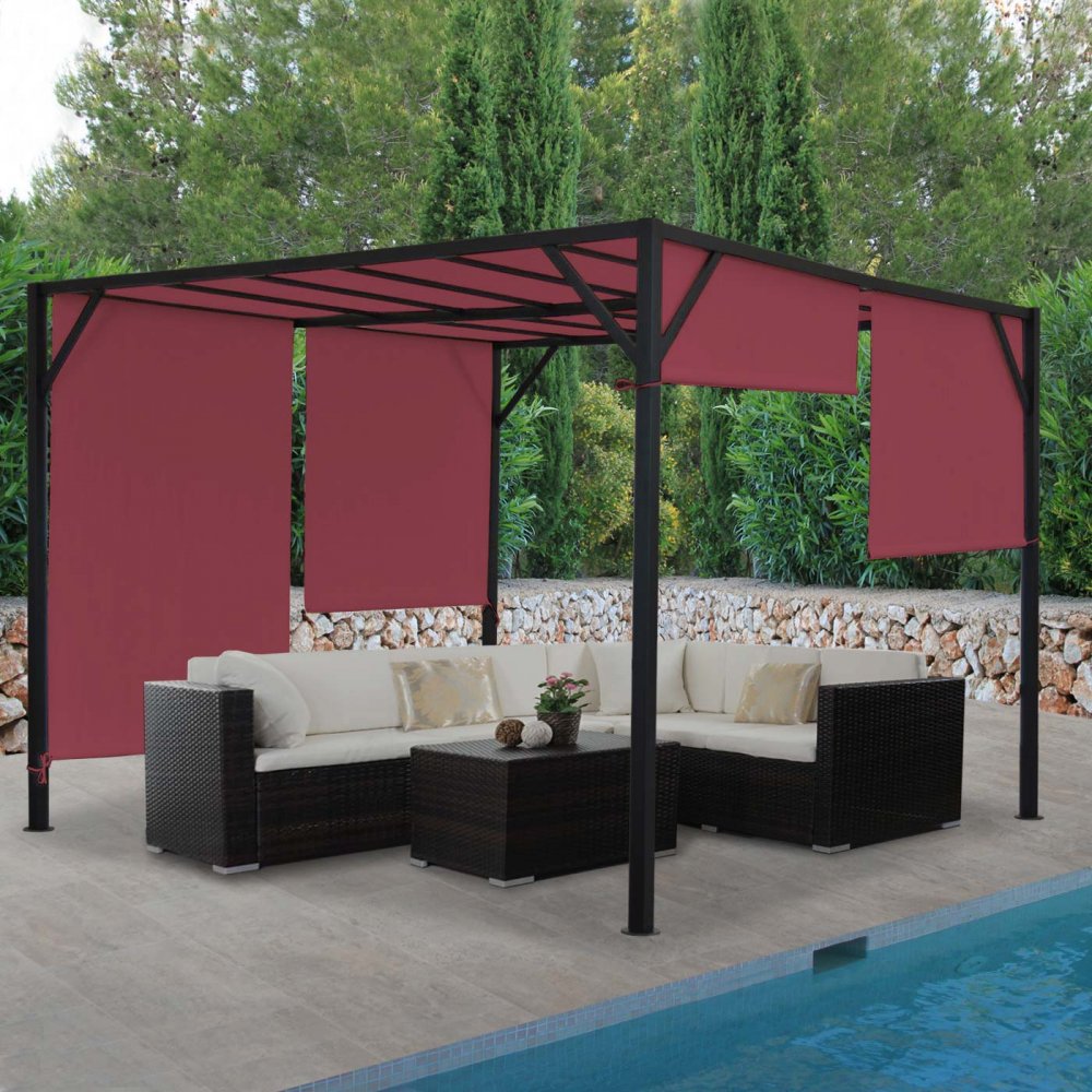 Obrázok Pergola so sťahovacou strechou 4x3 m Dekorhome Vínová