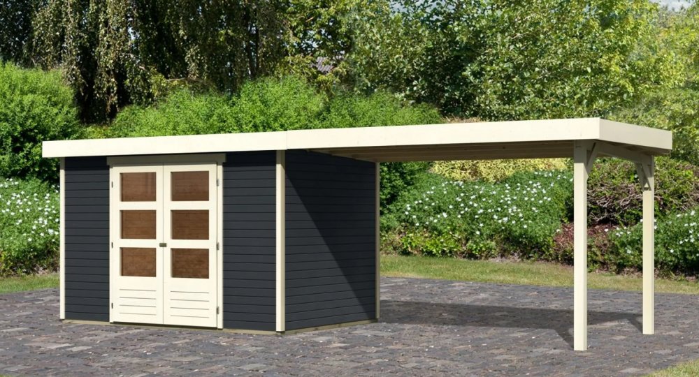 Drevený záhradný domček ASKOLA 4 s prístavkom 280 Lanitplast