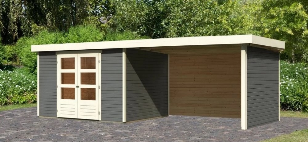 Drevený záhradný domček ASKOLA 5 s prístavkom 280 Lanitplast