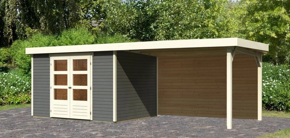 Drevený záhradný domček ASKOLA 5 s prístavkom 280 Lanitplast
