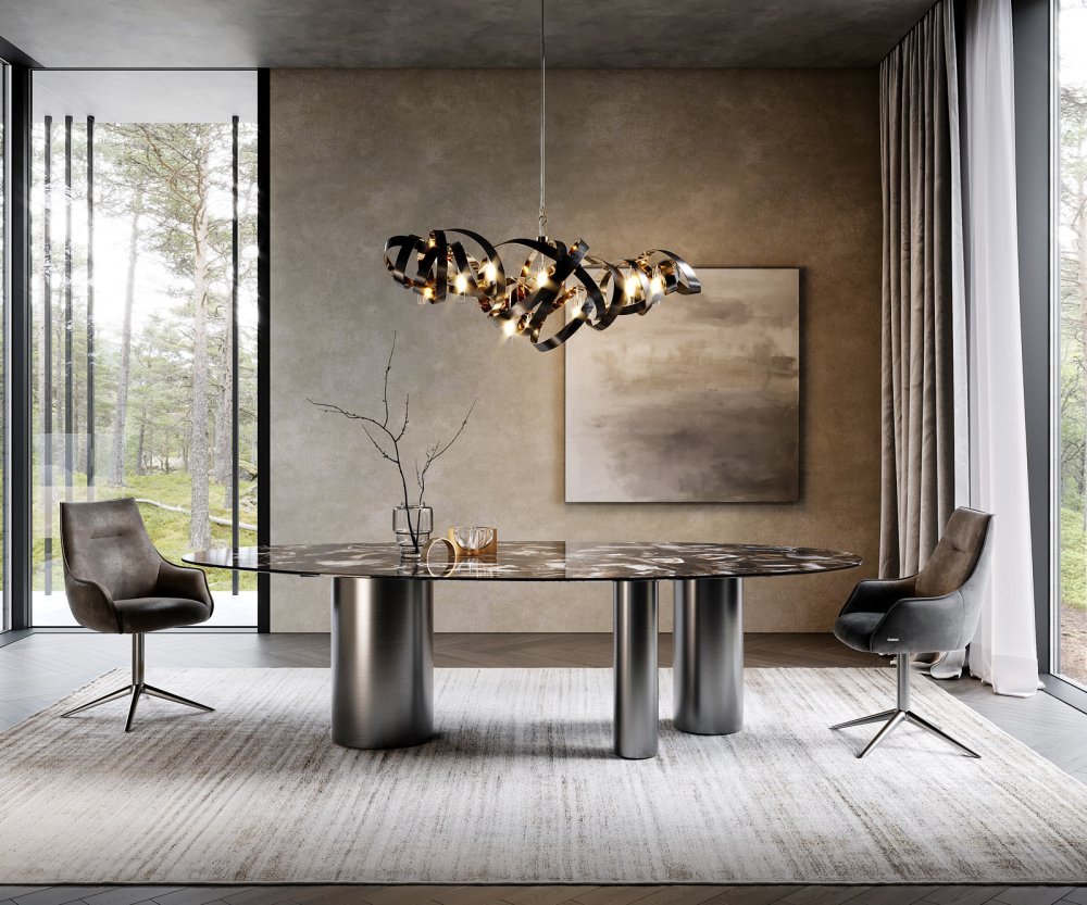 Jedálenský stôl Edge Oval 280x130 keramický Iris FMG Agatablack Troa