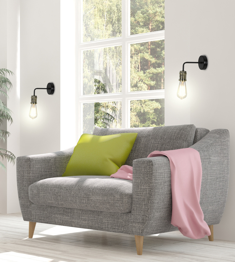 Čierna/patinová nástenná lampa + žiarovka Goldie