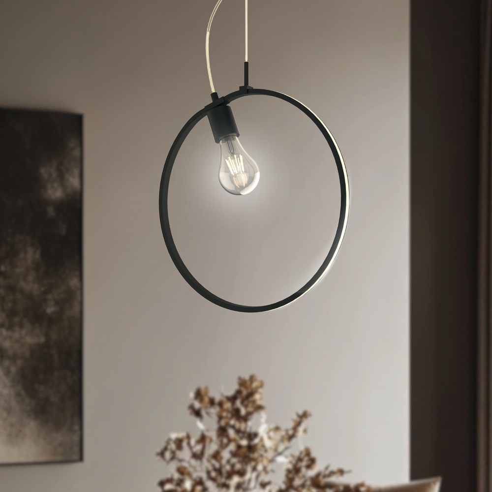 APETI SKIROS závěsná lampa 1xE27 + LED 12W černá