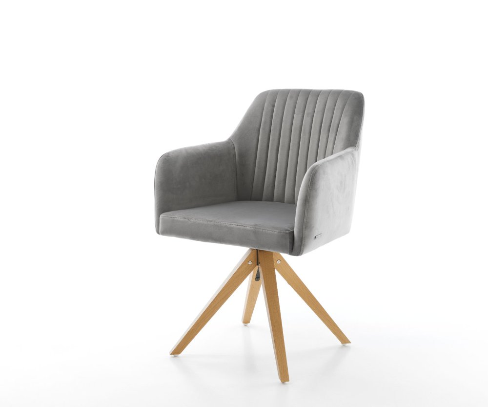 Otočná stolička Greg-Flex sivá zamatová drevená základňa štvorcová