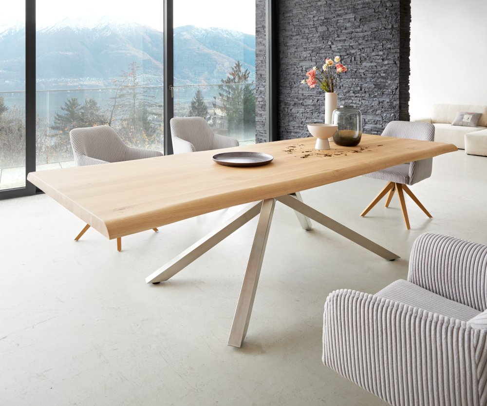 Jedálenský stôl Edge 260x100 dub prírodný krížová podstava obdĺžnik