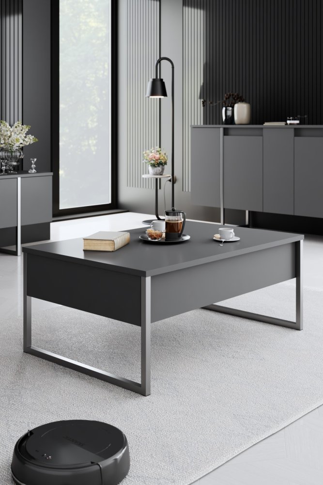 Konferenčný stolík Luxe - Anthracite, Silver