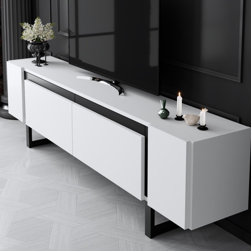 TV stolík Yildiz - White, Black