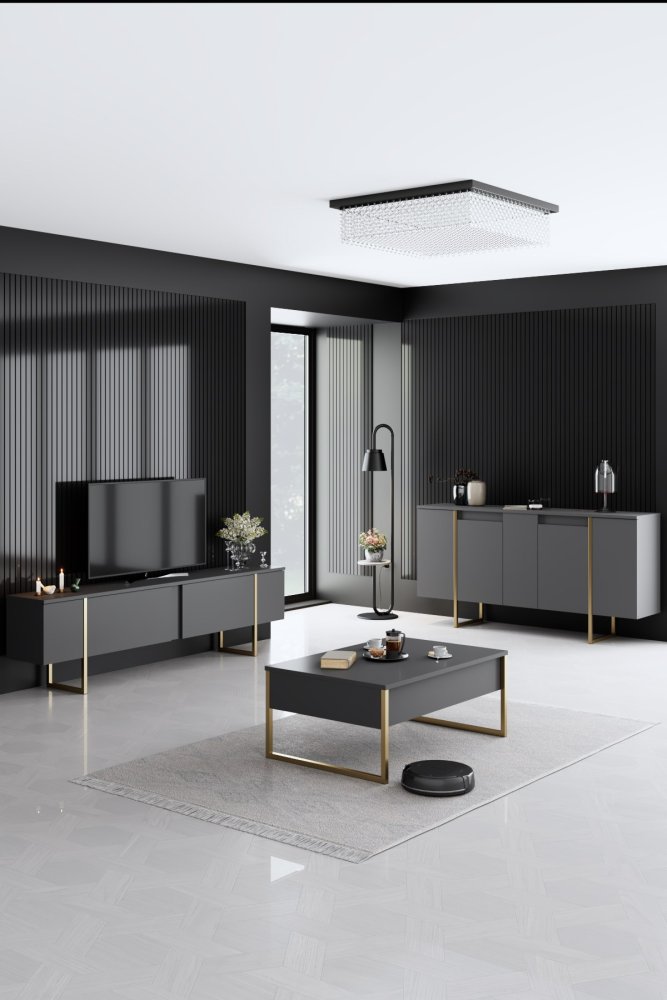 Konzolový stolek Luxe - Anthracite, Gold (obrázek 10)