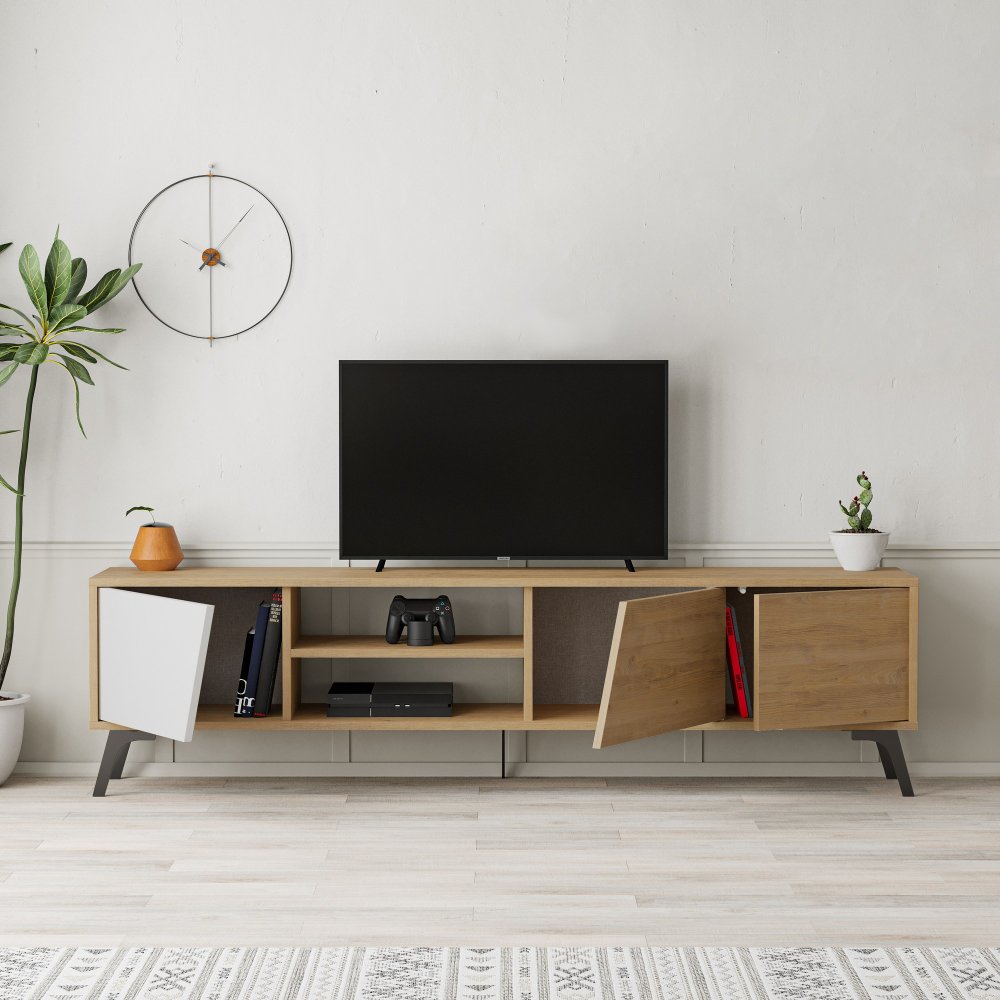 TV stolek Fiona - Oak, White (obrázek 5)