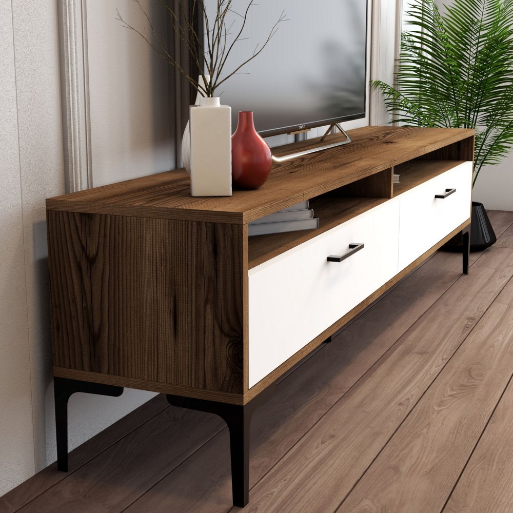 TV stěna / Sestava pod TV Istanbul - Walnut, White (obrázek 4)