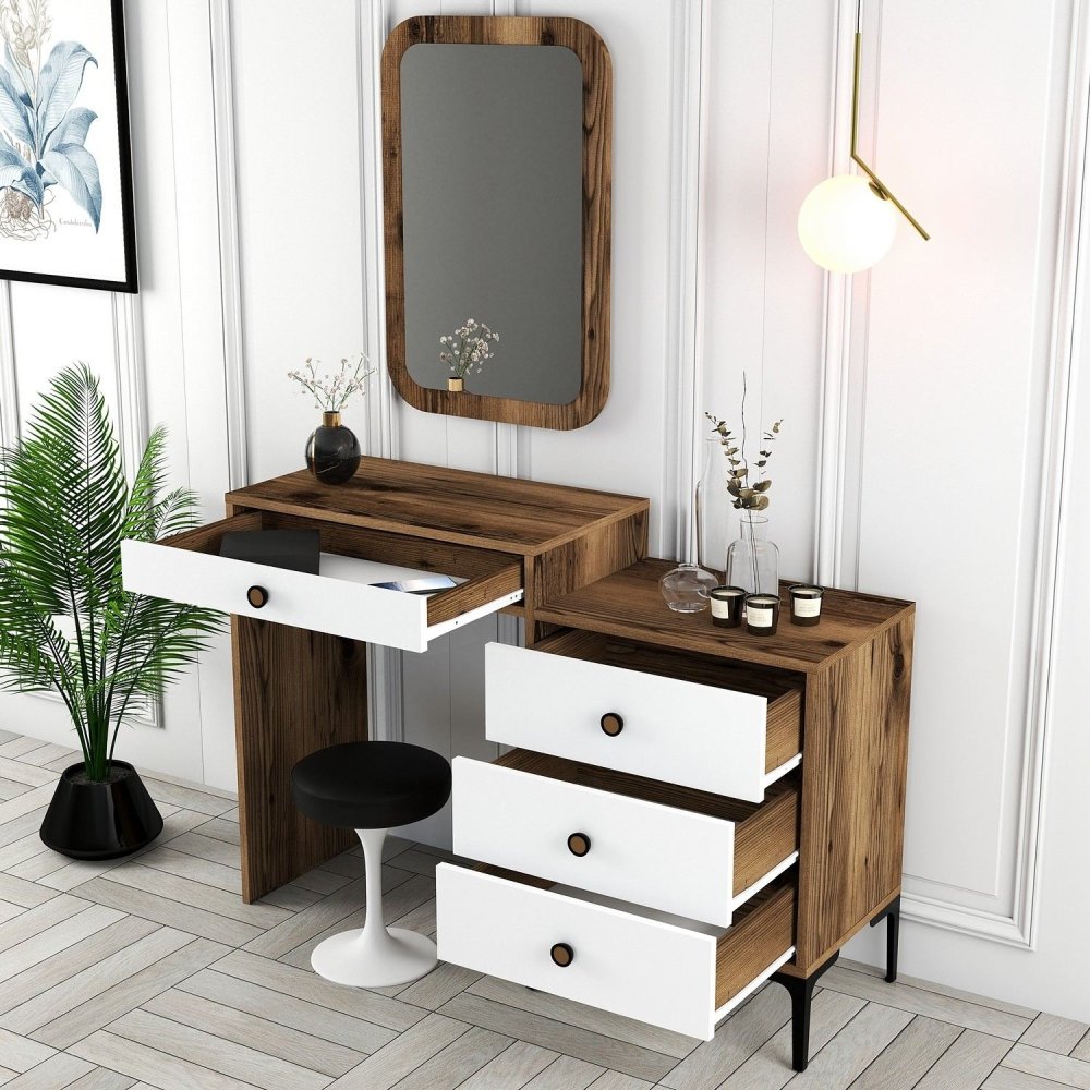 Toaletní stolek Lizbon 544 - Walnut, White (obrázek 6)
