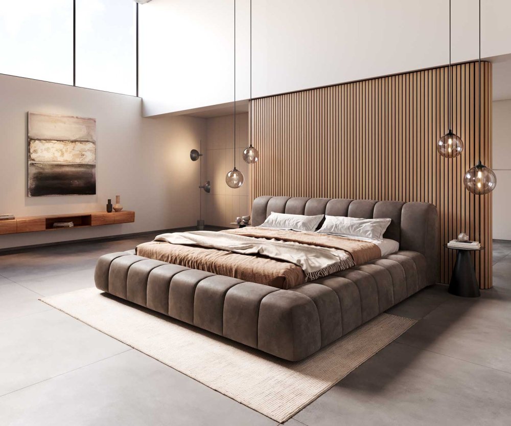 Čalúnená posteľ Cutio 180x200 cm mikrovlákno taupe vintage