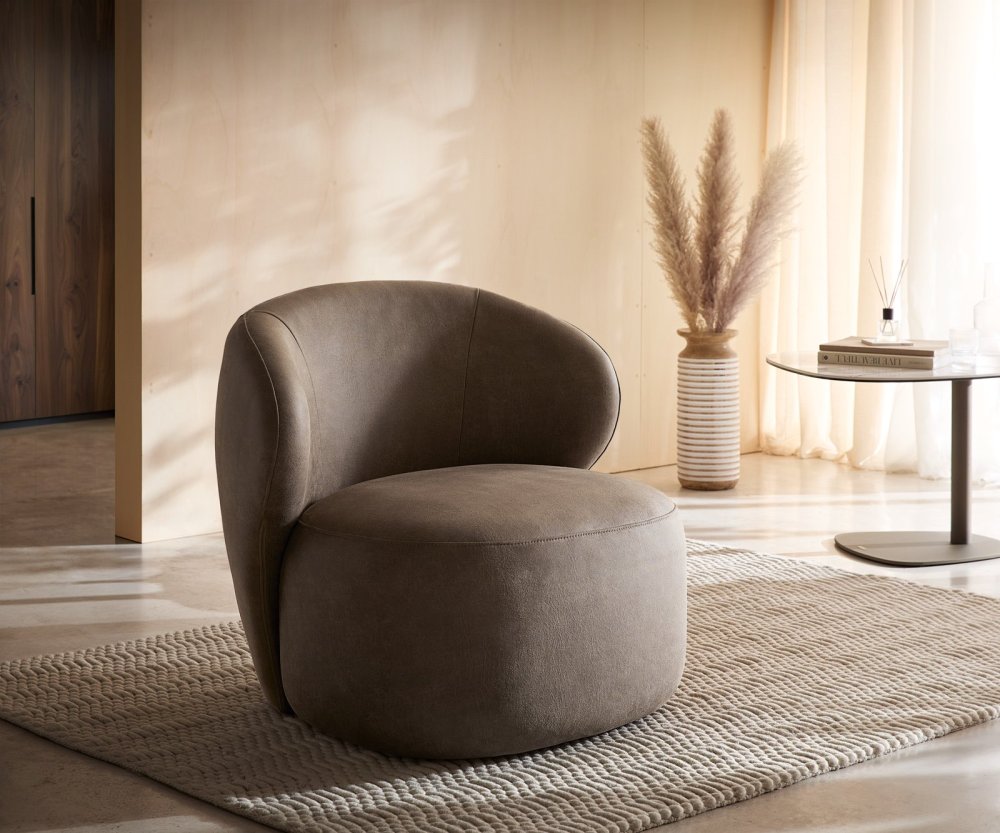 Lounge kreslo Pulo 80x80 cm mikrovlákno taupe vintage