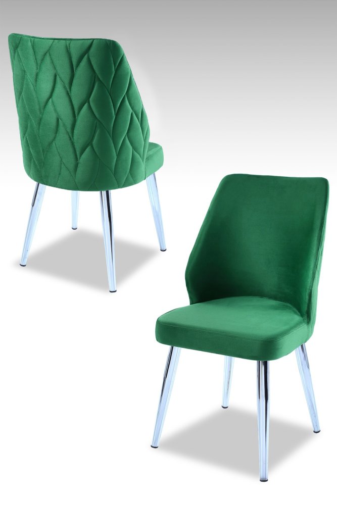 Súprava stoličiek (4 kusy) Pufi - Green, Chrome