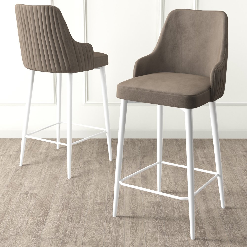 Bar Stool Set (2 Pieces) Enox - Cappuccino, White