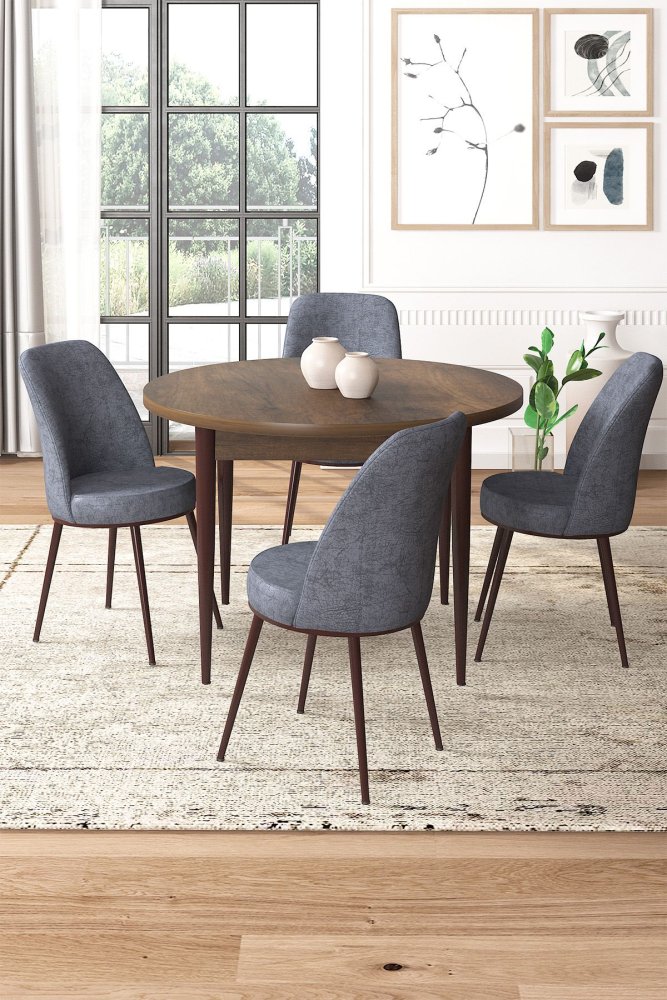 Dining Table & Chairs Set (5 Pieces) Tor - Baroque, Fume