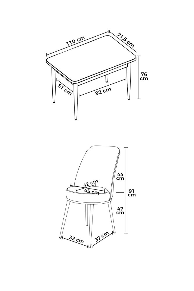 Dining Table & Chairs Set (5 Pieces) Nil - White, Mustard (obrázek 3)