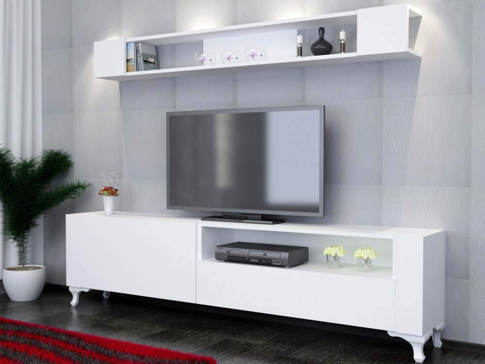 TV skrinka / Obývacia stena Kar - White