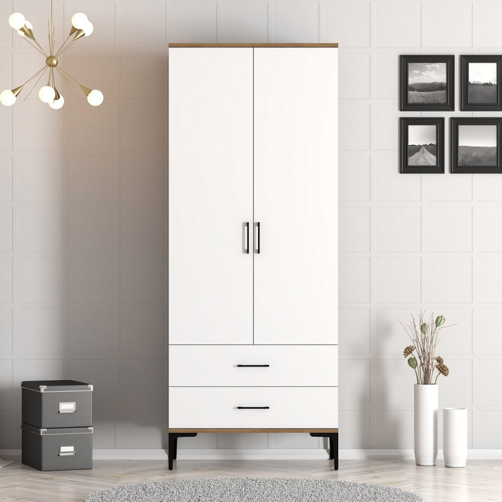 Šatní skříň Kumsal T - Walnut, White (obrázek 6)