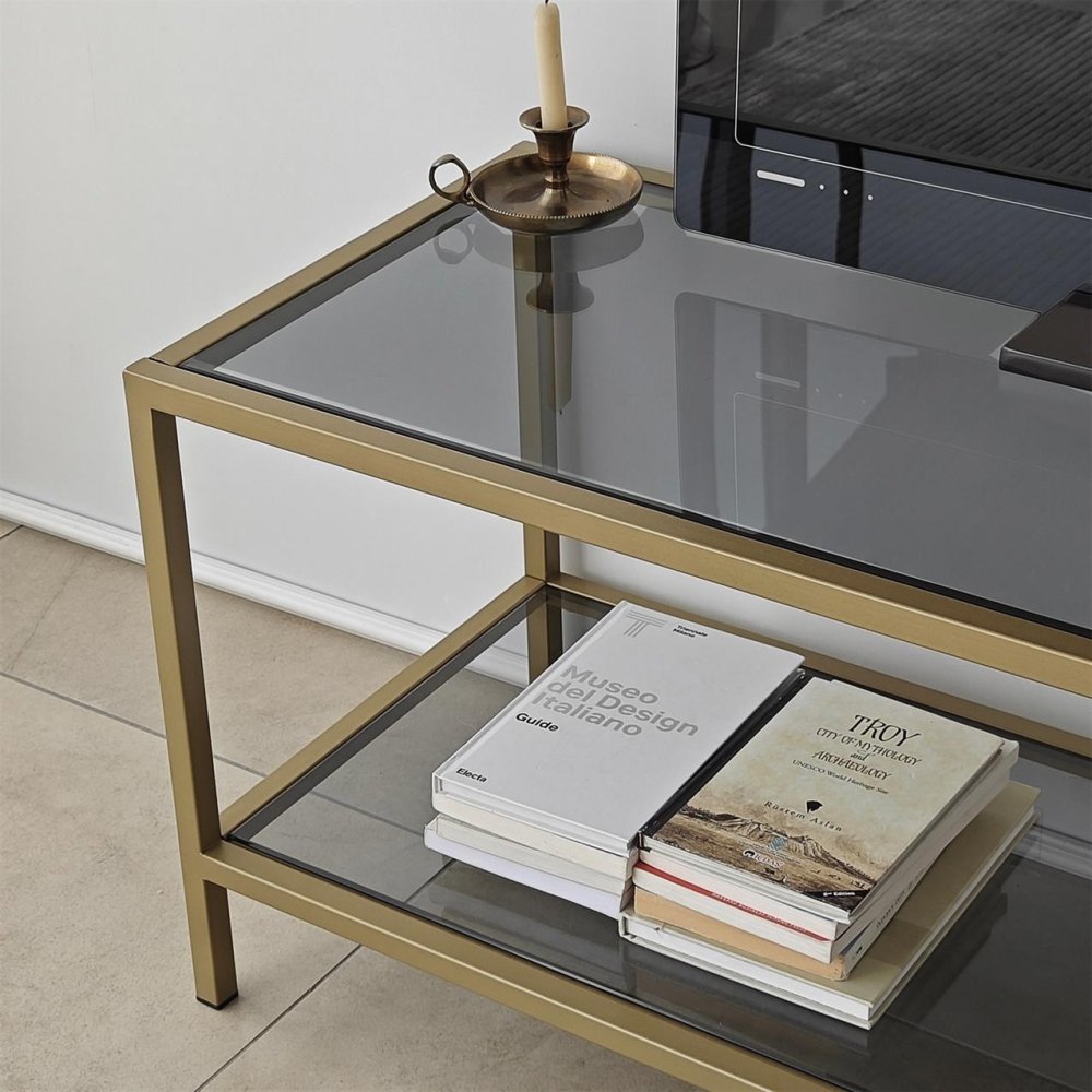 TV stolek Basic - Dark Grey, Gold (obrázek 4)