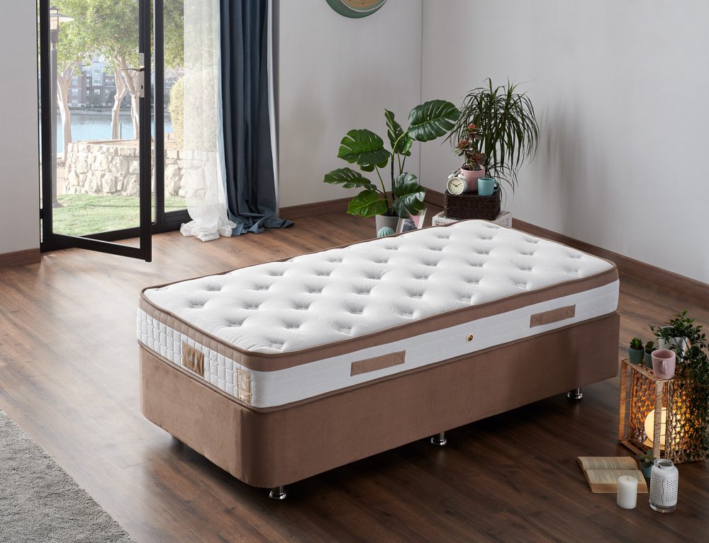 Single Mattress, Base & Headboard Latte - Light Brown (120 x 200) (obrázek 7)
