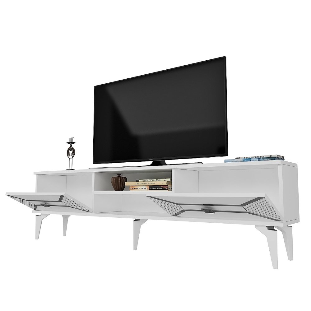 TV stolík Yumedi - White, Silver