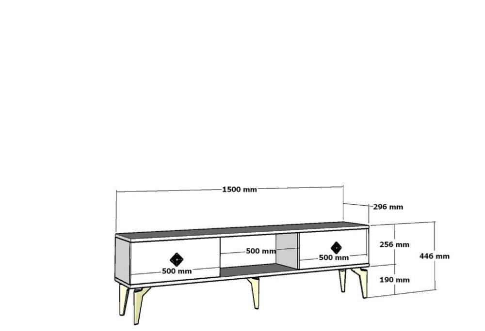 TV stolík Doruk Fireplace - White, Gold