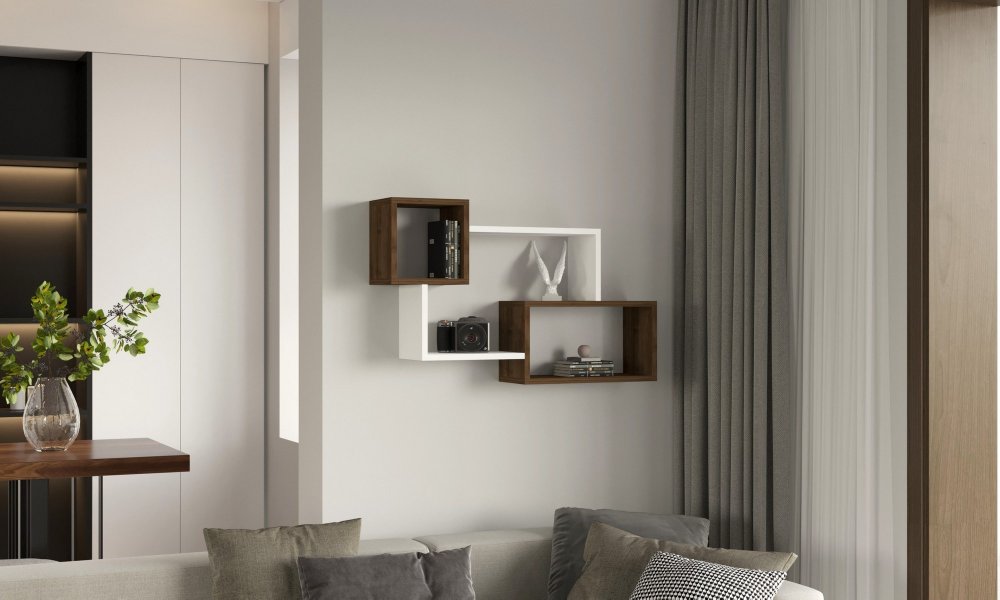 Nástenná polica Afro - Walnut