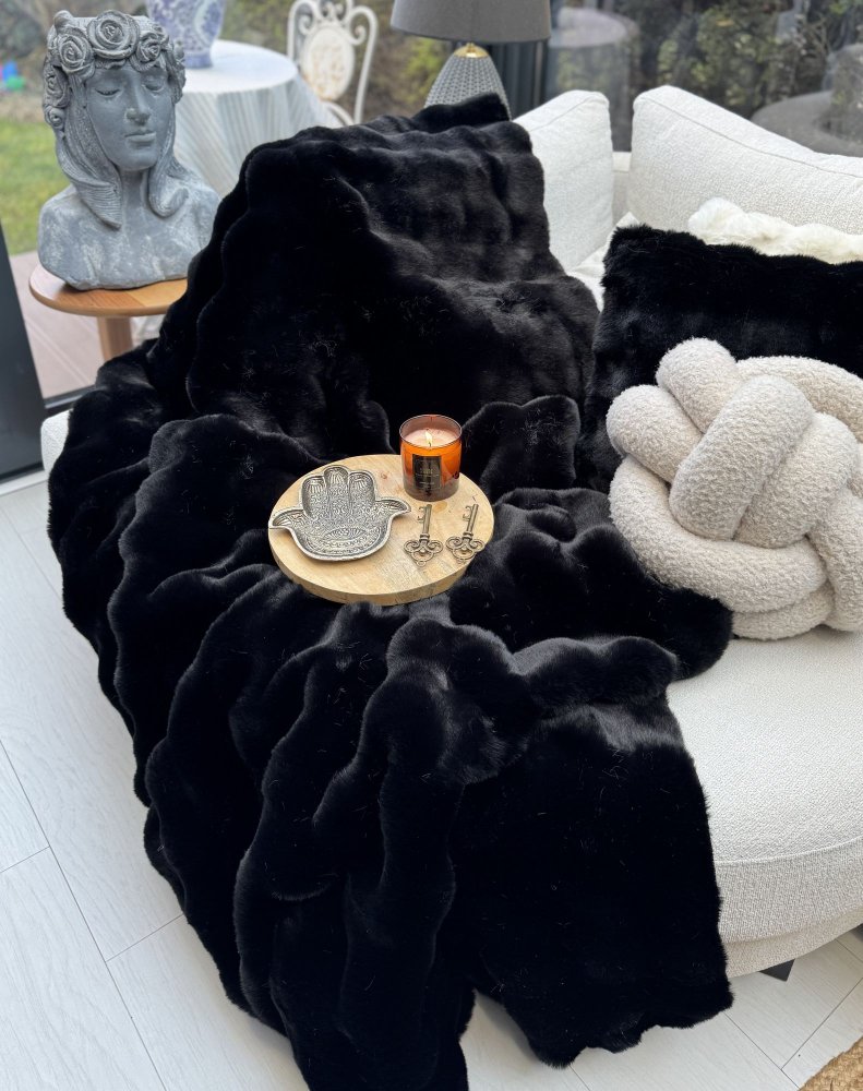 Sofa Shawl Bubble 200x75 - Black