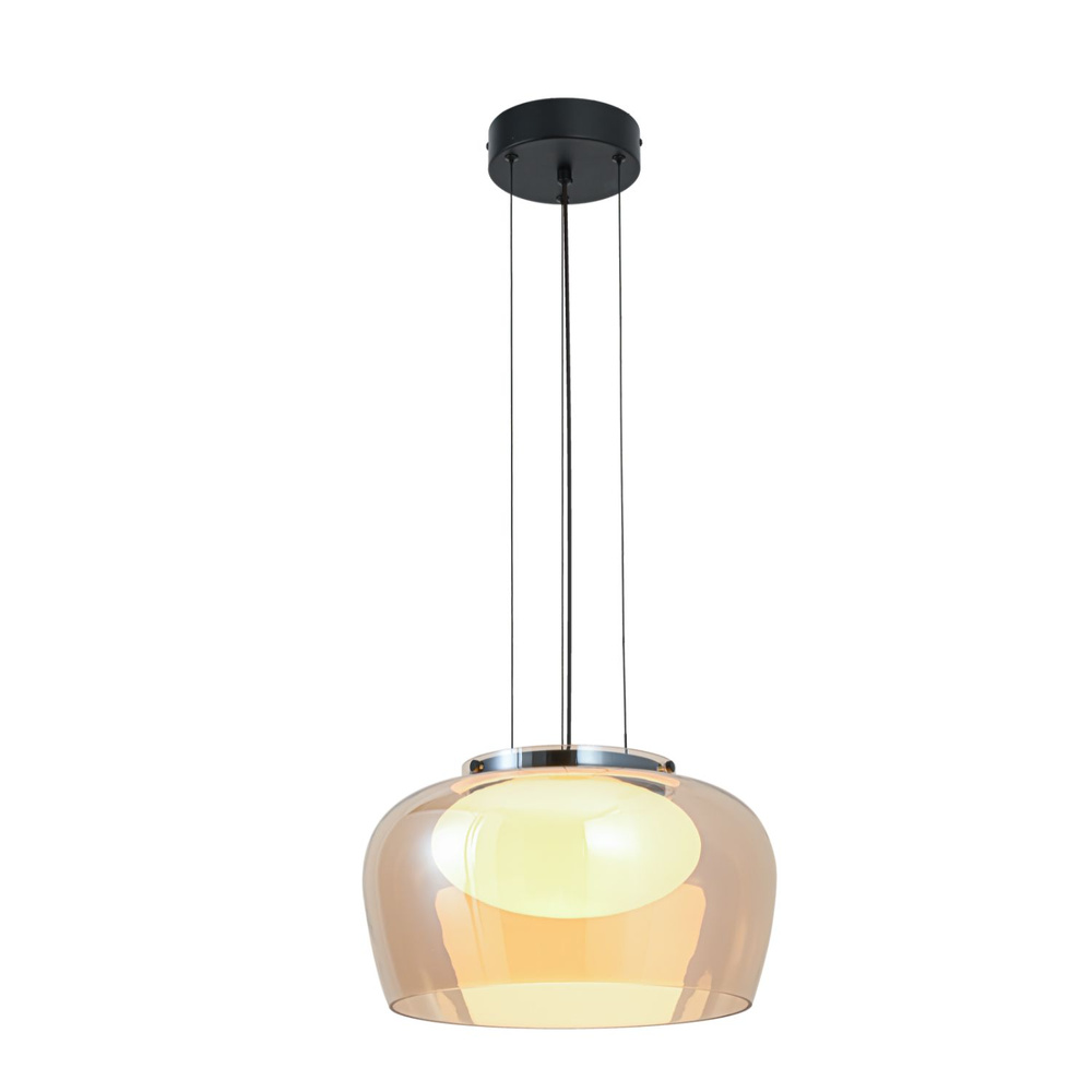 Lampa wisząca Insieme 35 szklana z kloszem bursztynowym nad stół
