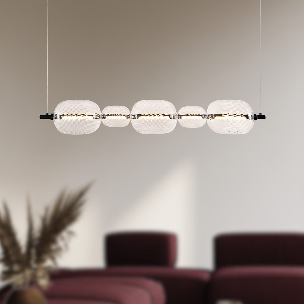Levně PLAYA lampa wisząca czarny pozioma 15W LED 3000K klosz bezbarwny