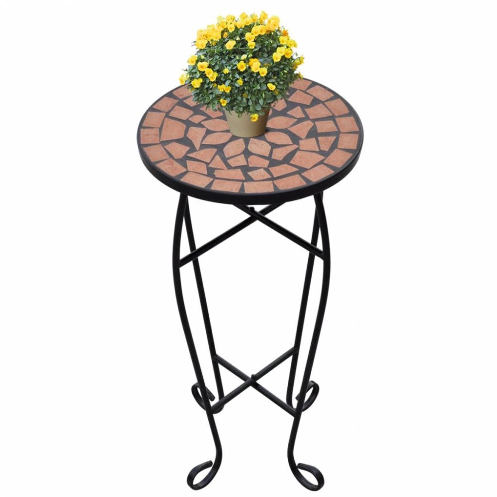 E-shop Mozaikový stolík na kvety keramika Dekorhome Tehlová