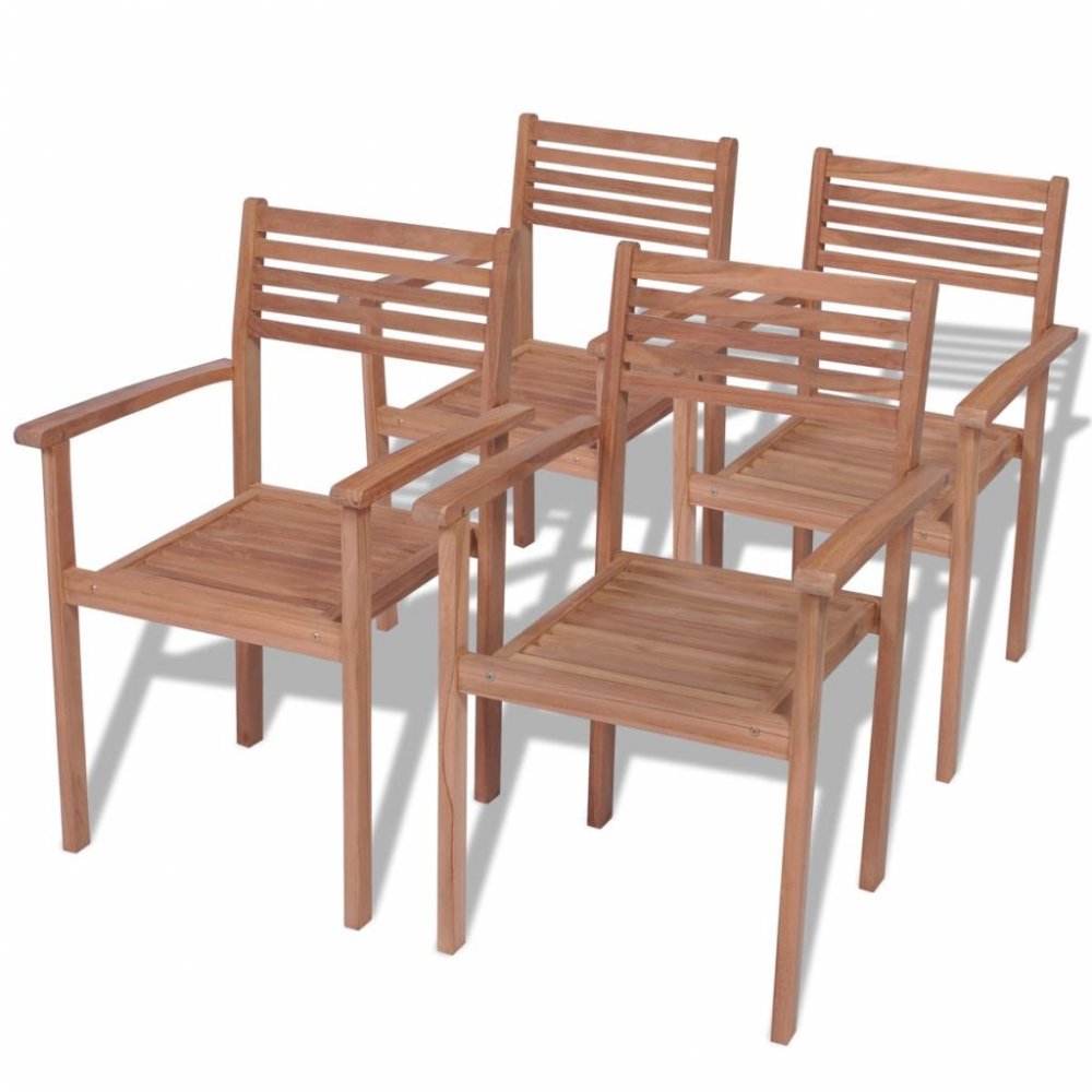 Záhradné stohovateľné stoličky 4 ks teak