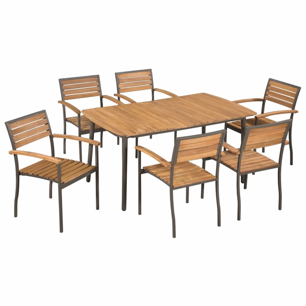Záhradný jedálenský set 7 ks hnedá / čierna