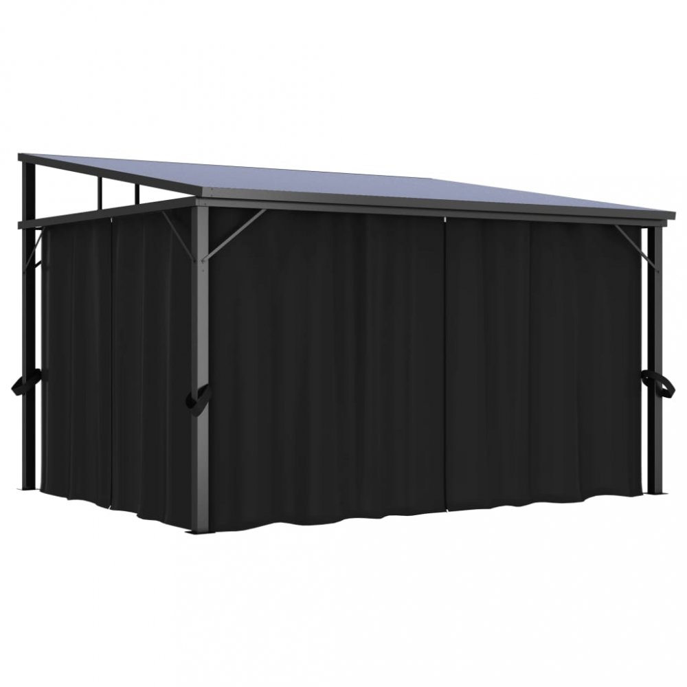 Záhradný altánok so závesmi 4 x 3 m antracit Dekorhome