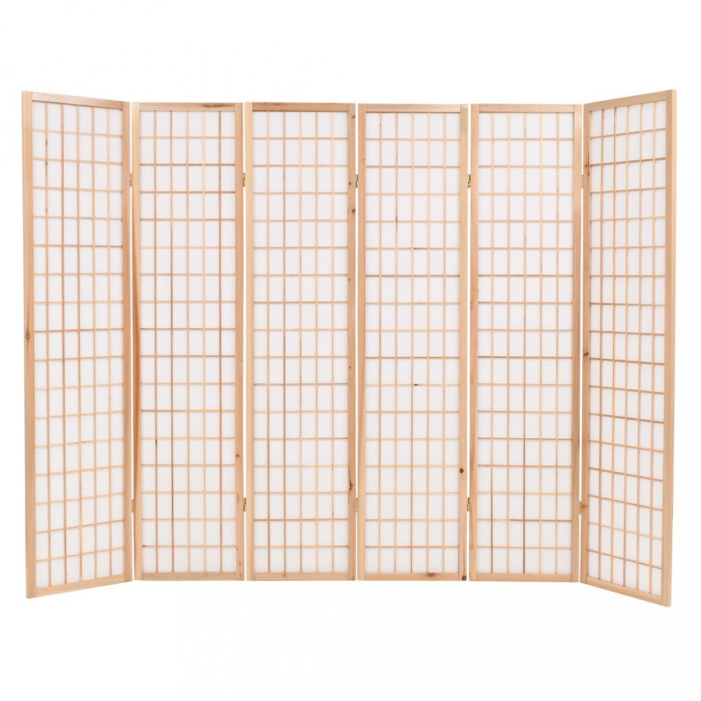 Paraván 6dílný dřevo / papír Dekorhome Bílá Obrázek