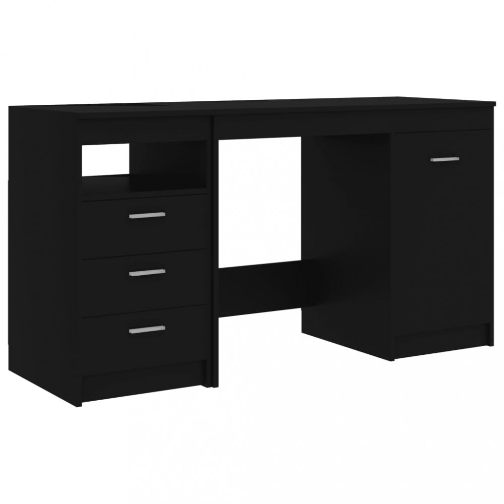E-shop Psací stůl se zásuvkami a skříňkou 140x50 cm  Černá,Psací stůl se zásuvkami a skříňkou 140x50 cm  Černá