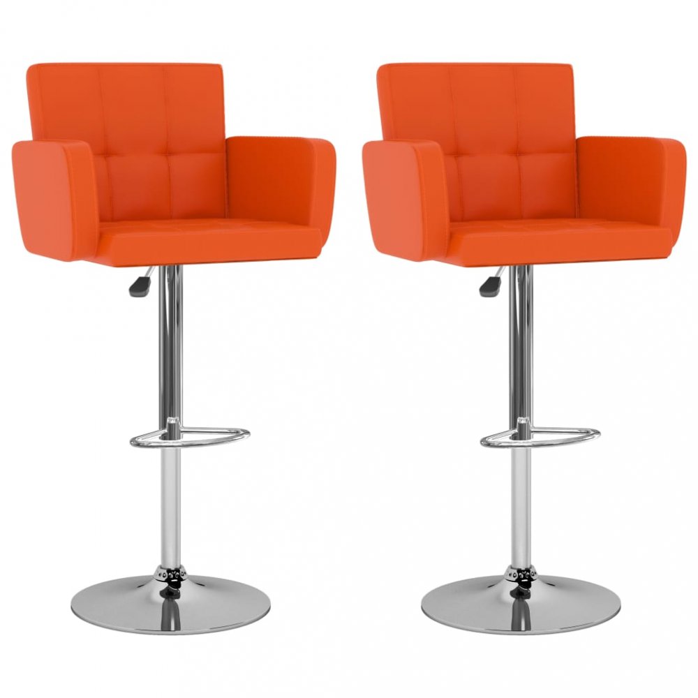 E-shop Barové židle 2 ks umělá kůže / kov  Oranžová,Barové židle 2 ks umělá kůže / kov  Oranžová