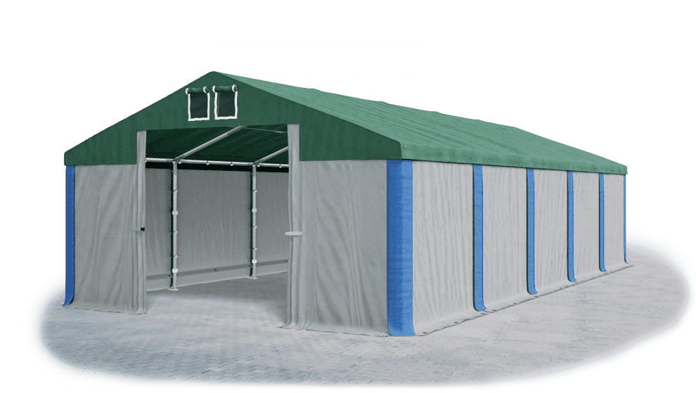Garážový stan 4x8x2m střecha PVC 560g/m2 boky PVC 500g/m2 konstrukce ZIMA Šedá Zelená Modré,Garážový