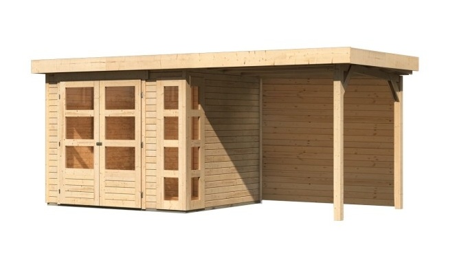 Dřevěný zahradní domek KERKO 3 s přístavkem 240 Lanitplast Přírodní dřevo