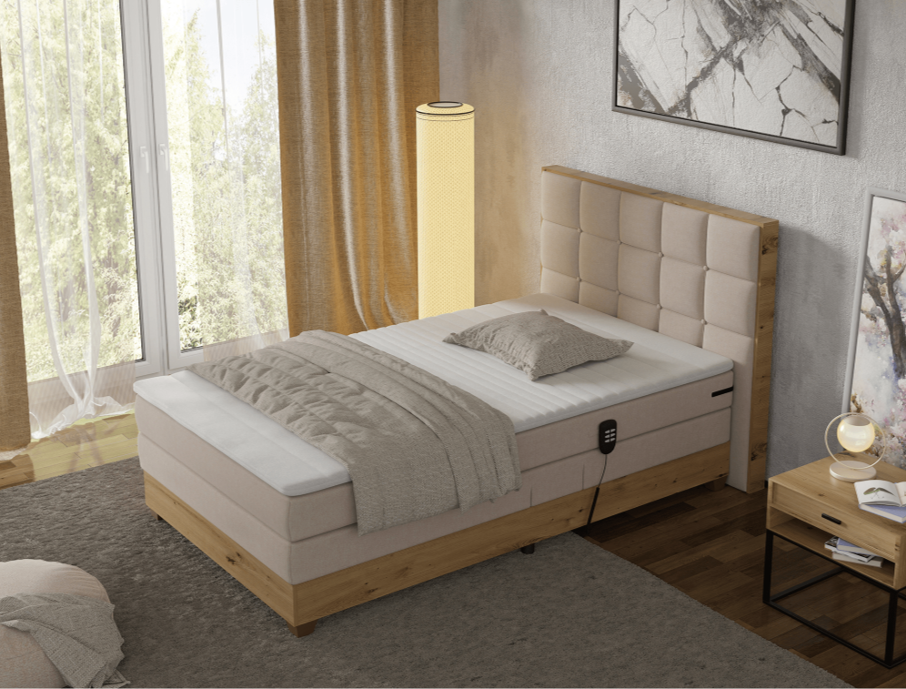 E-shop Elektrická polohovacia boxspringová posteľ TINA 120 x 200 cm