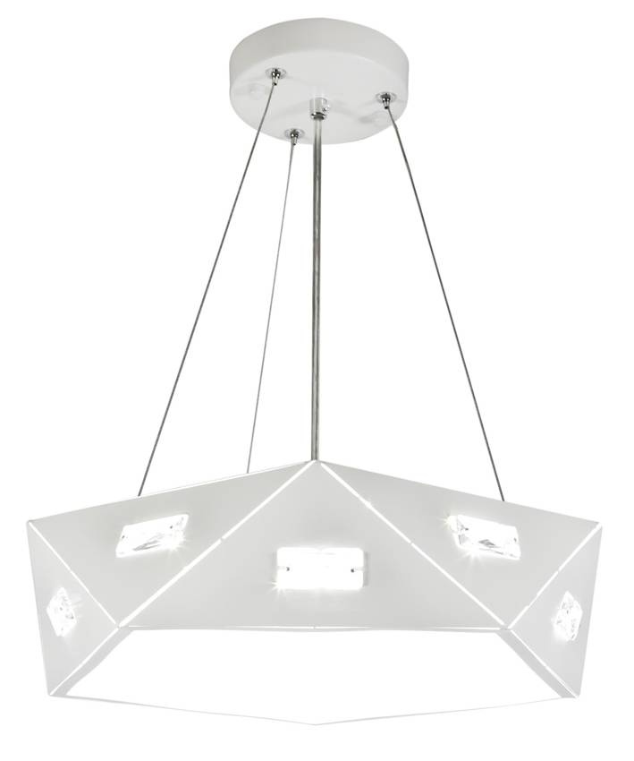 Biela päťuholníková závesná lampa, nastaviteľná, 3xG9 Nemesis