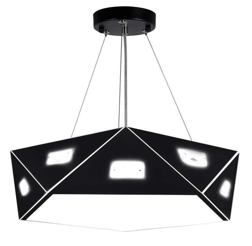 Čierna päťuholníková závesná lampa, nastaviteľná LED 24W Nemesis