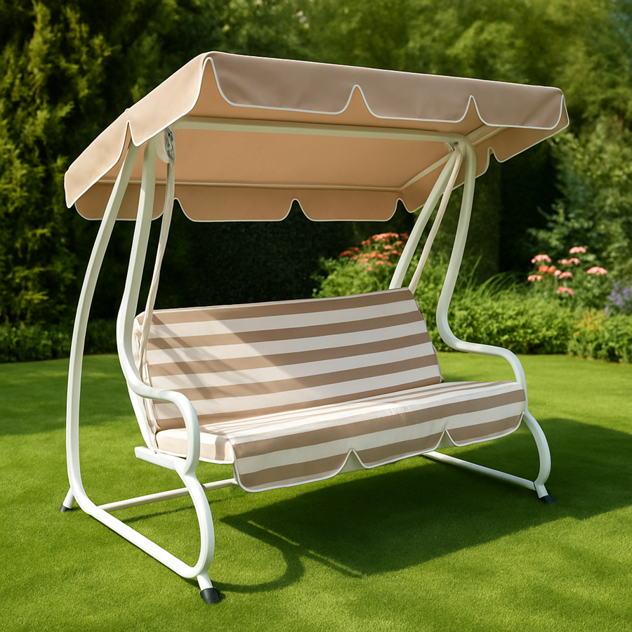 Zahradní houpačka DE LUXE ROJAPLAST Béžová / bílá Obrázek