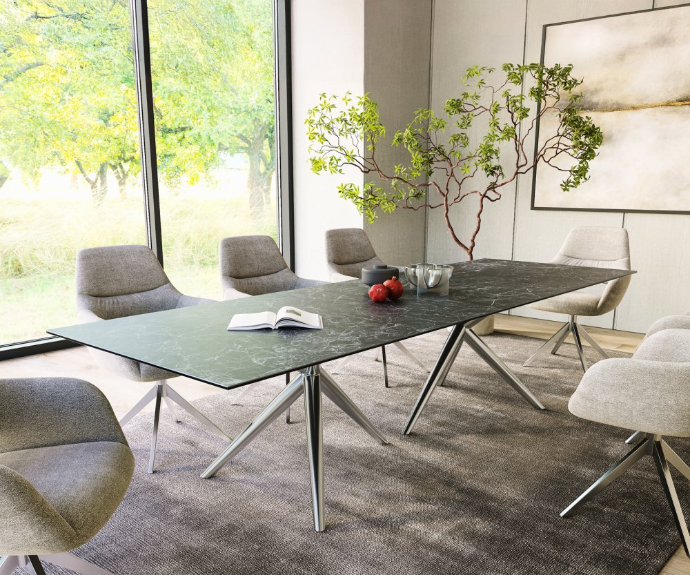 Jedálenský stôl Edge 300x100 keramický Laminam®Nero Greco antracit