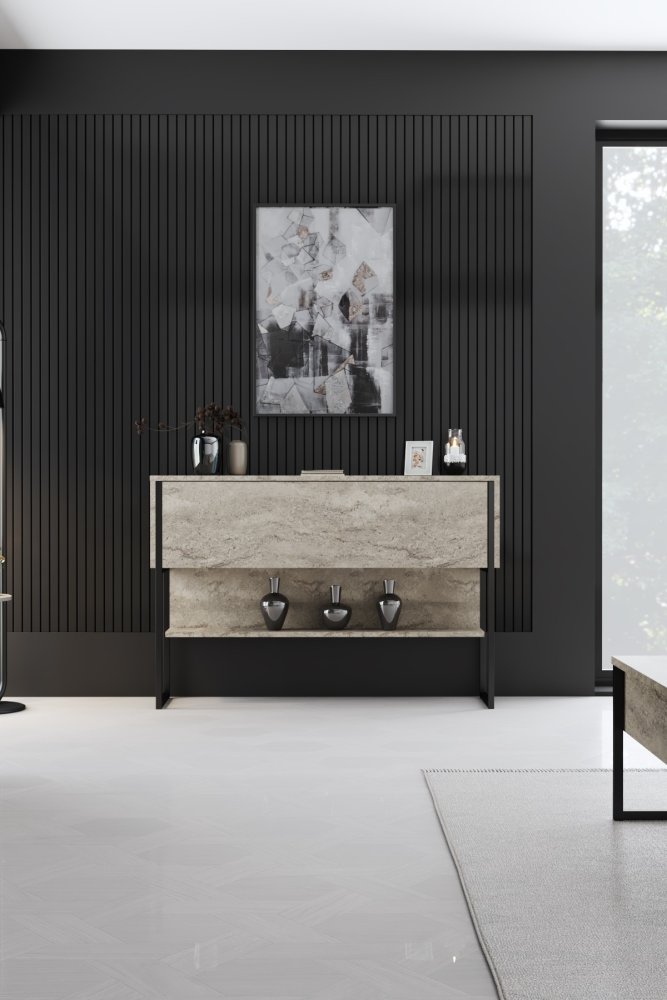 Komoda Luxe - Travertine, Black (obrázek 6)