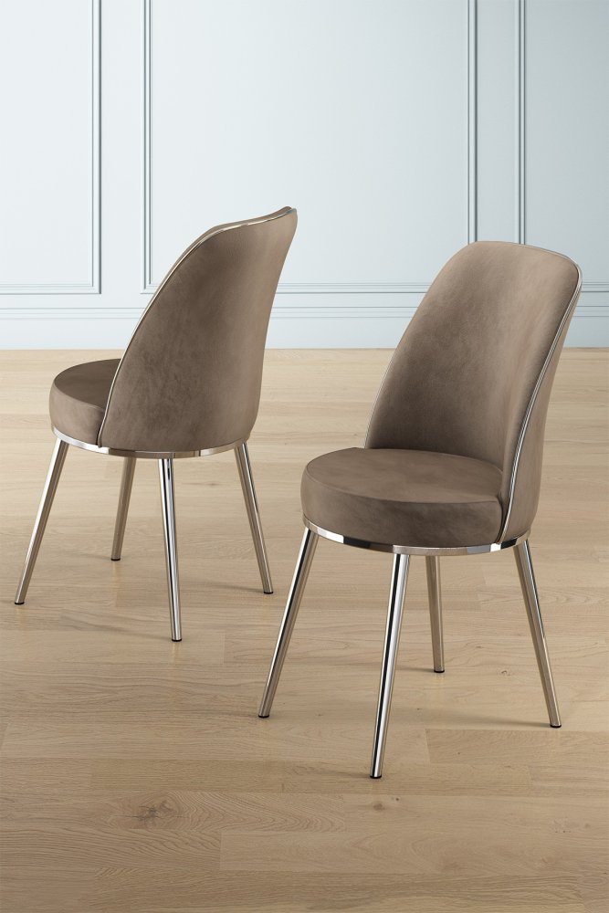 Súprava stoličiek (6 kusov) Pefa - Cappuccino, Chrome