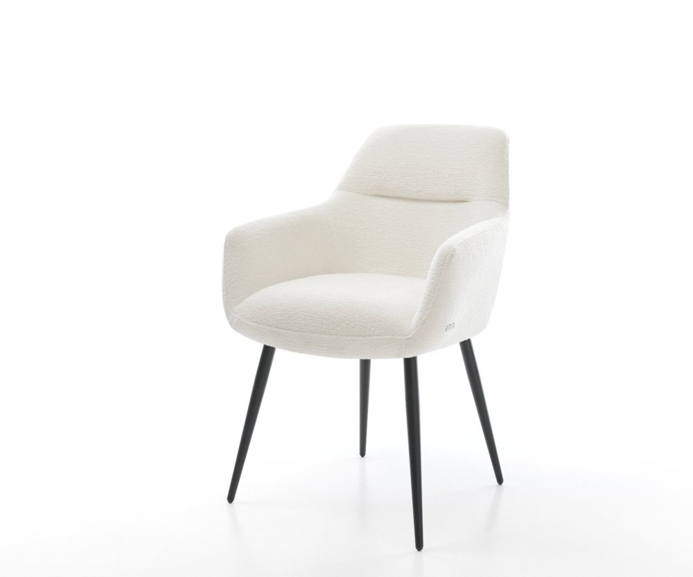 Jedálenská stolička Pejo-Flex bouclé mäkký béžová 4-nohá zúžená čierna