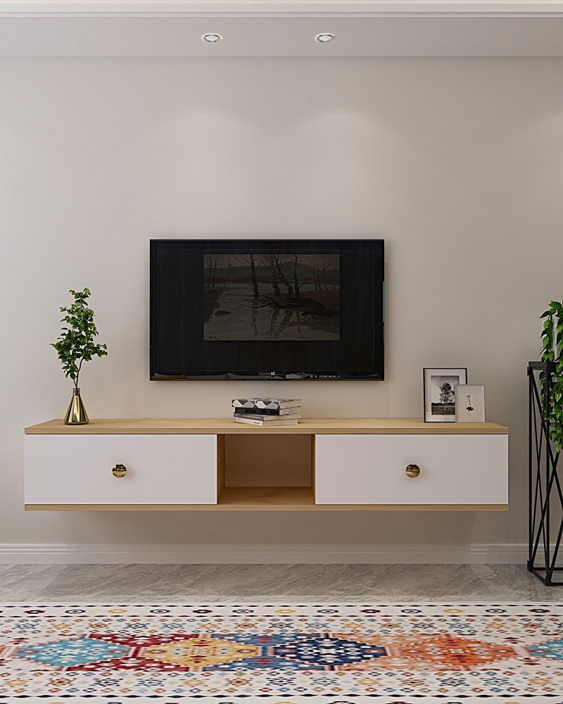 TV stolek Zuzu 150 - Sapphire Oak, White (obrázek 6)